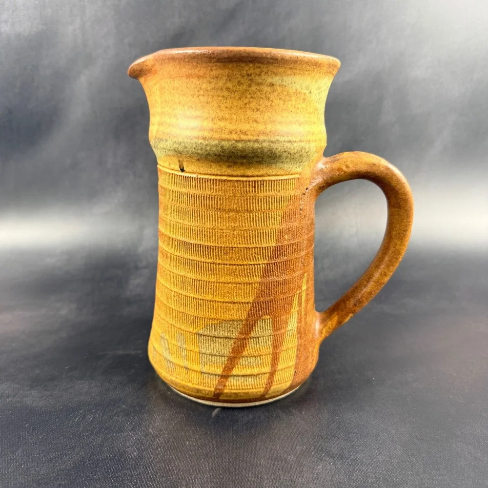 Kenneth Starbird Studio Pottery Stoneware Pitcher Signed Hand Thrown Jug